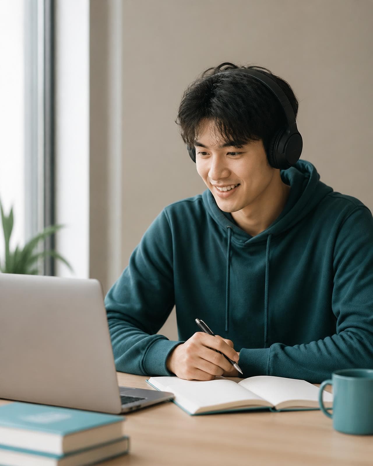 A learner preparing for academic English online