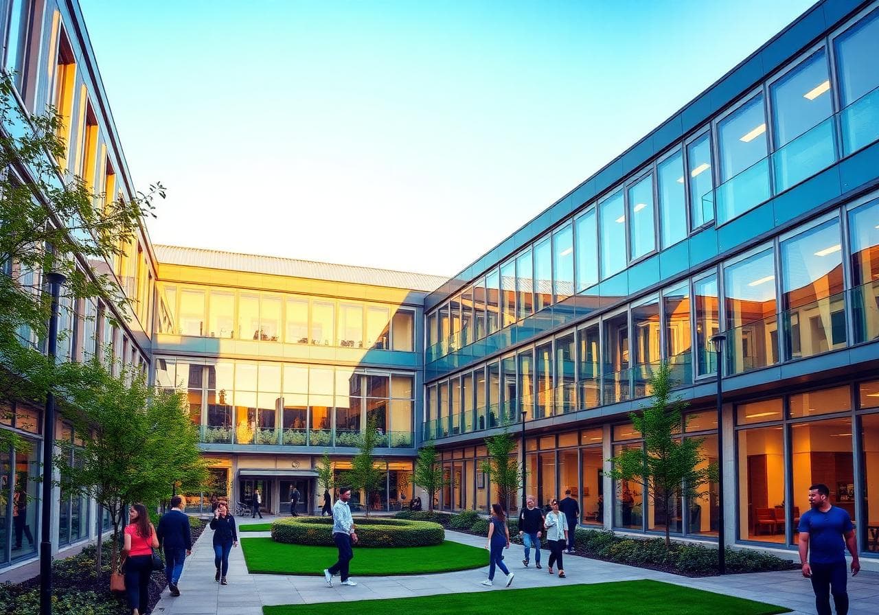 Modern UK university campus